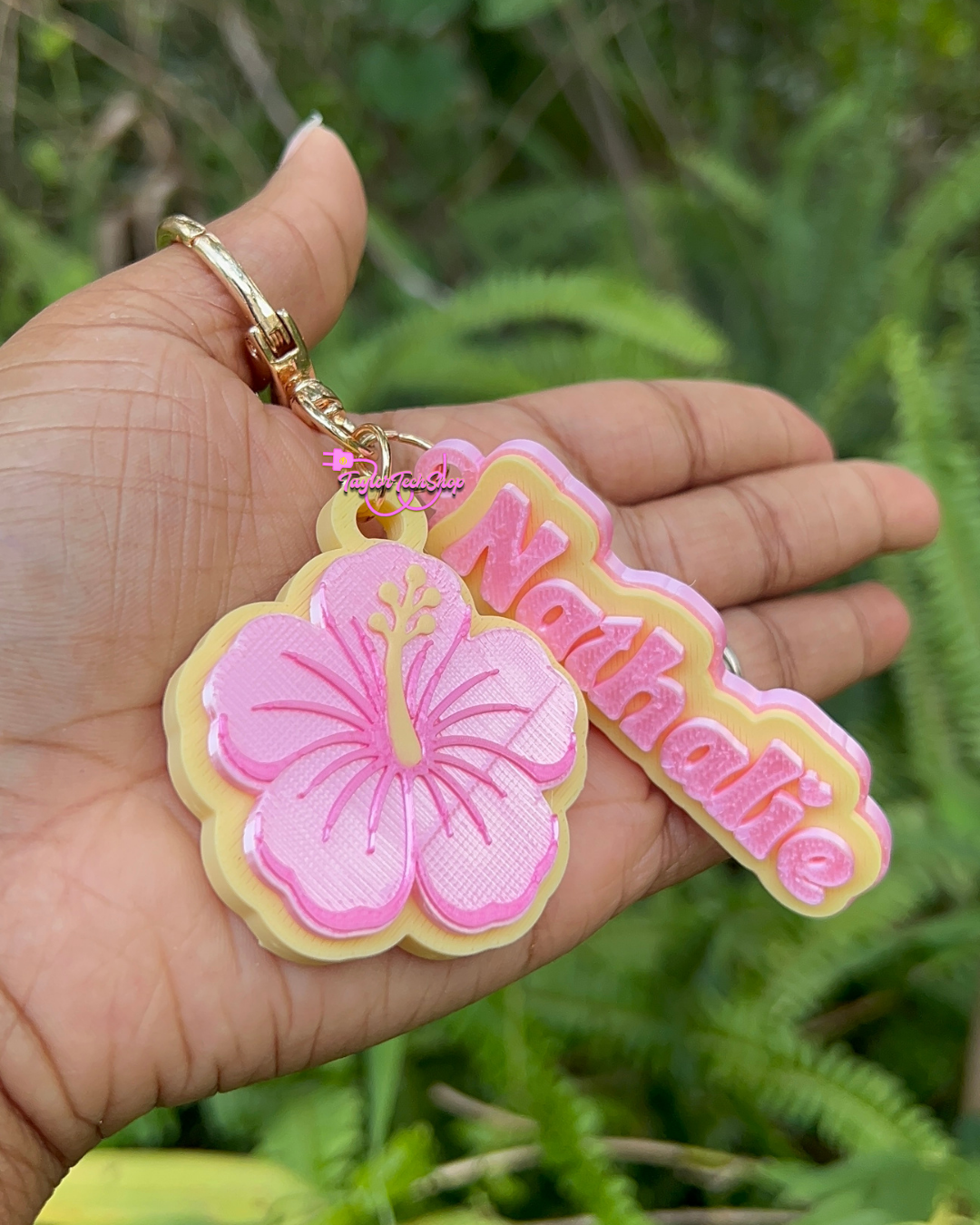 Hibiscus Name Keychain