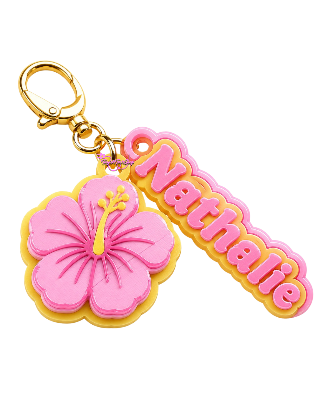Hibiscus Name Keychain